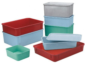 LEWISBins 300 Lb Load Capacity Gray Fiberglass Tote Container Stacking, Nesting, 9.8" Long x 6.2" Wide x 4-1/2" High NO96-4PSM GRY - 79045753