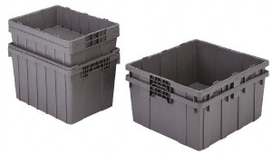 ORBIS 1.4 Cu Ft, 40 Lb Load Capacity Gray Polyethylene Tote Container Nesting, 21.8" Long x 15.2" Wide x 9.2" High RNO2115-9 - 09073057
