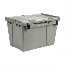 ORBIS 0.6 Cu Ft, 70 Lb Load Capacity Gray Polyethylene Attached-Lid Container Stacking, Nesting, 15.2" Long x 10.9" Wide x 9.7" High, Lid Included FP06 GREY - 09073370