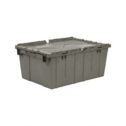 Quantum Storage Systems 1.27 Cu Ft, 60 Lb Load Capacity Gray Polyethylene Attached-Lid Container Stacking, Nesting, 21.8" Long x 14.9" Wide x 9.6" High, Lid Included QDC2115-9 - 09086059