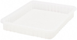 Quantum Storage Systems Clear Polypropylene Dividable Container Stacking, 22-1/2" Long x 17-1/2" Wide x 3" High DG93030CL - 40787954