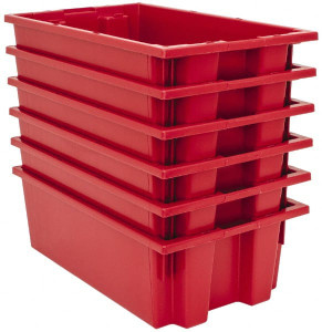 Quantum Storage Systems 75 Lb Load Capacity Red Polyethylene Tote Container Stacking, Nesting, 18" Long x 11" Wide x 6" High SNT180RD - 86550324