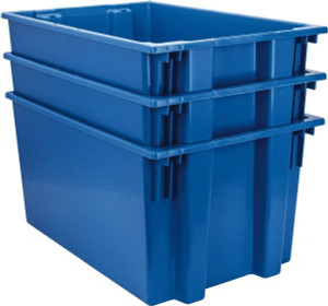 Quantum Storage Systems 100 Lb Load Capacity Blue Polyethylene Tote Container Stacking, Nesting, 29-1/2" Long x 19-1/2" Wide x 15" High SNT300BL - 86550548