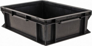 SSI Schaefer 0.38 Cu Ft, 55 Lb Load Capacity Black Polypropylene Tote Container Stacking, 15.8" Long x 11.9" Wide x 4.8" High EF4120.PP3 - 89756787