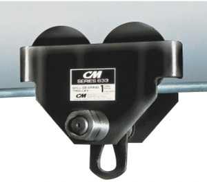 CM 5 Ton Capacity Wide Range Ball Bearing Trolley 4-5/8" to 8" Flange Width, 6-1/8" Wheel Diam, 10" to 24" I-Beam, 94" Min Radius 3309 - 89788772