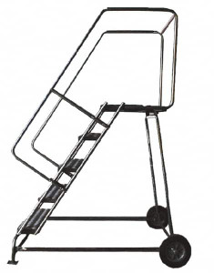 Ballymore 83" High 300 Lb Capacity 5 Step Ladder Rolling Safety Ladder, 24" Base Width x 43" Base Depth, 50" Platform Height, Solid Ribbed Tread ALWB5 - 74424326