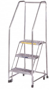 Ballymore 96-1/2" High 300 Lb Capacity 7 Step Ladder Rolling Safety Ladder, 30" Base Width x 49" Base Depth, 66-1/2" Platform Height, Heavy-Duty Serrated Grating A7SH30G - 74425703