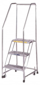 Ballymore 49" High 450 Lb Capacity 2 Step Ladder Rolling Safety Ladder, 20" Base Width x 19" Base Depth, 19" Platform Height, Perforated Tread SS220PSU - 74481458