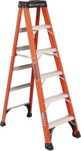 Louisville Ladder 5 Steps, 6 ft. High, Type IAA Rating, Fiberglass Step Ladder 375 Lb Capacity, 21-7/8" Base Width FS1406HD - 74981002