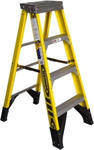 Werner 3 Steps, 4 ft. High, Type IAA Rating, Fiberglass Step Ladder 375 Lb Capacity, 21-1/2" Base Width 7304 - 07505704