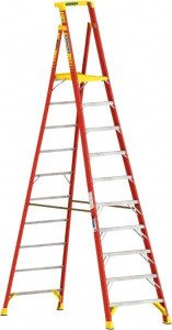 Werner 10 Steps, 10 ft. High, Type IA Rating, Fiberglass Step Ladder 300 Lb Load Capacity, 38-3/8" Base Width PD6210 - 48297881