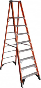 Werner 8 Steps, 10 ft. High, Type IAA Rating, Fiberglass Platform Ladder 375 Lb Capacity, 34" Base Width P7408 - 89408447