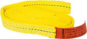 Lift-All 10 ft. Long x 1" Wide, 1,600 Lb Vertical Capacity, 1 Ply, Polyester Web Sling 1,250 Lb Choker Capacity, Yellow, with Web Sling for Lifting EE1801DFX10 - 74938515
