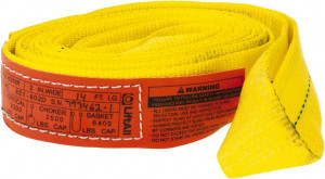 Lift-All 14 ft. Long x 2" Wide, 3,200 Lb Vertical Capacity, 1 Ply, Polyester Web Sling 2,500 Lb Choker Capacity, Yellow EE1802DTX14 - 75650770
