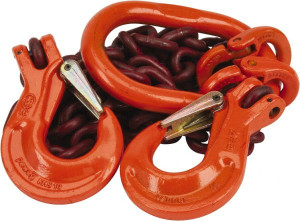 Pewag 5 ft. Long, 7,500 Lb Basket Capacity, 12,300 Lb Vertical Capacity, Alloy Steel Web Sling DOS Chain Sling, 3/8" Diam Chain, Silver (Color), with 2 Sling Hooks & Master Link 10G80DOS/5 - 57292823