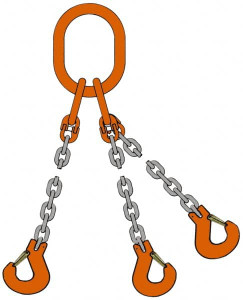 Pewag 5 ft. Long, 18,400 Lb Basket Capacity, 18,400 Lb Vertical Capacity, Alloy Steel Web Sling TOG Chain Sling, 3/8" Diam Chain, Silver (Color), with 3 Grab Hooks & Master Link 10G80TOG/5 - 57292989
