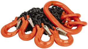 Pewag 5 ft. Long, 5,500 Lb Basket Capacity, 5,500 Lb Vertical Capacity, Alloy Steel Web Sling QOS Chain Sling, 7/32" Diam Chain, Silver (Color), with 4 Sling Hooks & Master Link 5.5G80QOS/5 - 59517607