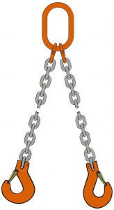 Pewag 10 ft. Long, 6,100 Lb Basket Capacity, 6,100 Lb Vertical Capacity, Alloy Steel Web Sling DOS Chain Sling, 9/32" Diam Chain, Silver (Color), with 2 Sling Hooks & Master Link 7G80DOS/10 - 59517771