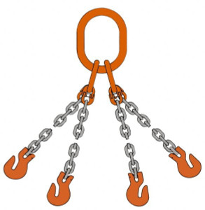 Pewag 10 ft. Long, 9,100 Lb Basket Capacity, 9,100 Lb Vertical Capacity, Alloy Steel Web Sling QOS Chain Sling, 9/32" Diam Chain, Silver (Color), with 4 Grab Hooks & Master Link 7G80QOS/10 - 59517813