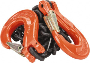 Pewag 5 ft. Long, 3,500 Lb Basket Capacity, 3,500 Lb Vertical Capacity, Alloy Steel Web Sling SSS Chain Sling, 9/32" Diam Chain, Silver (Color), with 2 Sling Hooks 7G80SSS/5 - 60220613