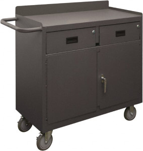 Durham 1,200 Lb Capacity, 18" Wide x 36" Long x 32-7/32" High Mobile Cart Steel, Gray, 2 Rigid Casters/2 Swivel Casters, 2 Doors, 1 Shelf 2213A-LU-95 - 33732595