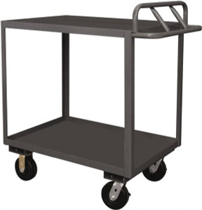 Durham 3,600 Lb Capacity, 24" Wide x 48" Long x 37-5/8" High Service Cart Steel, Gray, 2 Rigid Casters/2 Swivel Casters, 2 Shelves RSCE244823.6K95 - 33732678