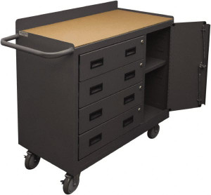 Durham 1,200 Lb Capacity, 18" Wide x 36" Long x 39-3/4" High Mobile Cart Steel, Gray, 2 Rigid Casters/2 Swivel Casters, 1 Door, 1 Shelf 2211A-TH-LU-95 - 35107440