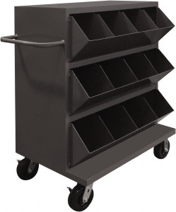 Durham 2,400 Lb Capacity, 24" Wide x 36" Long x 49-1/4" High Storage Bin Cart Steel, Gray, 2 Rigid Casters/2 Swivel Casters, 12 Slots MSB12-2036-95 - 52818879
