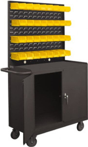 Durham 1,200 Lb Capacity, 18" Wide x 36" Long x 68-1/4" High Mobile Cart Steel, Gray, 2 Rigid Casters/2 Swivel Casters, 2 Doors, 1 Shelf 2210A-32B-LU-95 - 73796351