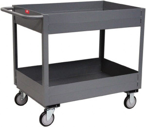 Jamco 1,200 Lb Capacity, 18" Wide x 36" Long x 35" High Service Cart Steel, Gray, Rubber Casters, 2 Shelves LS136-U5 - 56603855