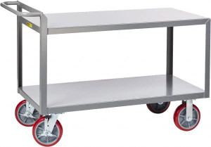 Little Giant 3,600 Lb Capacity, 24" Wide x 54" Long x 36" High Shelf Cart Steel, Gray, 2 Rigid Casters/2 Swivel Casters, 2 Shelves G-2448-8PYBK - 55931828