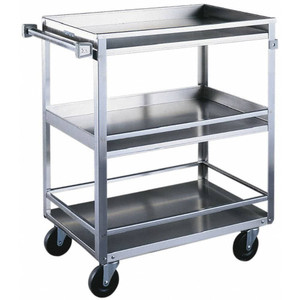 Made in USA 300 Lb Capacity, 16-1/4" Wide x 27-1/2" Long x 33-3/8" High Standard Utility Cart Stainless Steel, Swivel Casters, 3 Shelves 316 - 05138912