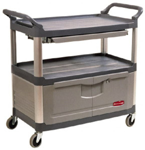 Rubbermaid 300 Lb Capacity, 20" Wide x 40-5/8" Long x 37-13/16" High Instrument Cart Plastic, 2 Shelves FG409400GRAY - 89758742