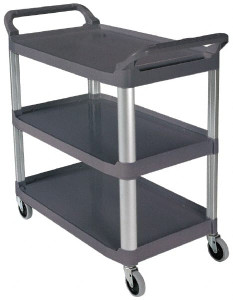 Rubbermaid 300 Lb Capacity, 20" Wide x 40-5/8" Long x 37-13/16" High Standard Utility Cart Plastic, Gray, 3 Shelves FG409100GRAY - 89758759