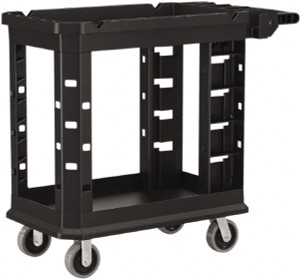 Suncast 500 Lb Capacity, 19-1/2" Wide x 34-13/16" Long x 41-25/32" High Standard Utility Cart Structural Foam, Gray, (2) Swivel Casters, (2) Fixed Casters/Locking Casters, 2 Shelves PUCSD1937 - 41751082