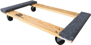 PRO-SOURCE 1,000 Lb Capacity Hardwood/Carpet Open Carpet Covered Raised Ends Dolly 30" Long x 18" Wide, 5-1/4" High, 3" Wheels HW16-3HR - 93779502