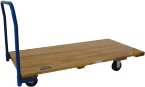 PRO-SOURCE 2,000 Lb Capacity Hardwood/Steel Platform Truck 60" Long x 30" Wide x 35" High, 2 Swivel & 2 Rigid 8" Diam Casters HW-H3060-8GR - 91278127