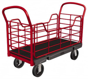 Rubbermaid 2,000 Lb Capacity Structural Foam/Steel Platform Truck 55-3/4" Long x 24" Wide x 41" High, Rubber 8" Diam Casters FG448600BLA - 79167094