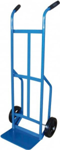 PRO-SOURCE 800 Lb Capacity 48-3/8" OAH Hand Truck 8 x 14" Base Plate, Dual Grip Handle, Steel, Mold-On Rubber Wheels H122-8MR - 93779916