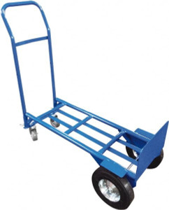PRO-SOURCE 1,000 Lb Capacity 55" OAH Convertible Hand Truck 8 x 14" Base Plate, Swept Back Handle, Steel, Semi-Pneumatic Wheels H11-10Z3PU - 93780005