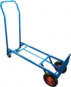 PRO-SOURCE 600 Lb Capacity 47-3/4" OAH Convertible Hand Truck 8 x 14" Base Plate, Swept Back Handle, Steel, Semi-Pneumatic Wheels H14-8Z3HR - 93780021
