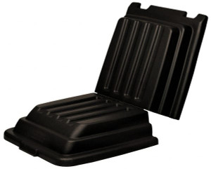 Rubbermaid 52" Long x 27-7/8" Wide x 9" High, Black Plastic Hinged Lid Use with Dome Lid Fits 1/2 Cu. Yd. FG9T2200BLA - 88097183
