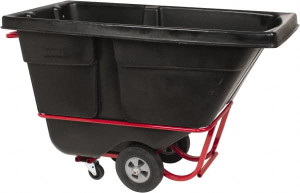 Rubbermaid 1,400 Lb Load Capacity, 1/2 Cu Yd, Polyethylene Tilt Truck 28" Wide x 60-1/2" Long x 38-5/8" High, Black FG130600BLA - 88096672