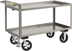Little Giant 2,400 Lb Capacity 2-Shelf Shelf Truck 60" Long x 30" Wide x 36" High, Steel, 8" Diam Mold-On Rubber Wheels GL-3060-8MRFL - 45328234