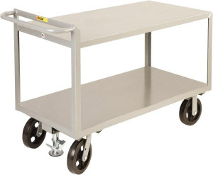 Little Giant 2,400 Lb Capacity 2-Shelf Shelf Truck 48" Long x 30" Wide x 36" High, Steel, 8" Diam Mold-On Rubber Wheels G-3048-8MRFL - 50154038