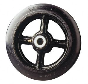 Fairbanks 5" Diam x 2" Wide, Rubber Caster Wheel 700 Lb. Capacity, 2-3/16" Hub Length, 5/8" Axle Diam, Roller Bearing 925-RB - 01357755
