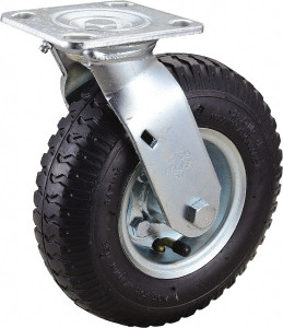 Value Collection 8" Diam x 2" Wide, Pneumatic Swivel Caster 300 Lb Capacity, Top Plate Mount, 4" x 4-1/2" Plate, Ball Bearing PNU80SWL - 66019001