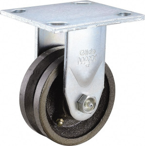 Value Collection 4" Diam x 1-1/2" Wide, Metal With Groove Rigid Caster 600 Lb Capacity, Top Plate Mount, 4" x 4-1/2" Plate, Roller Bearing 16VG04201R - 66030073