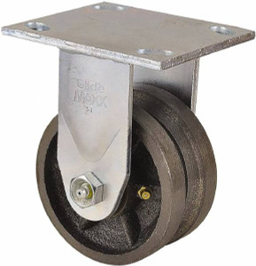 Value Collection 4" Diam x 2" Wide, Metal With Groove Rigid Caster 800 Lb Capacity, Top Plate Mount, 4" x 4-1/2" Plate, Roller Bearing GMC-SI-0076 - 66030081