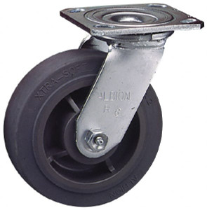 Albion Casters 4" Diam x 1-1/2" Wide x 5-5/8" OAH Top Plate Mount Swivel Caster Phenolic, 600 Lb Capacity, Roller Bearing, 4 x 4-1/2" Plate 16TM04101S - 75947440